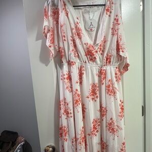A New Day White and Red Floral Maxi Dress